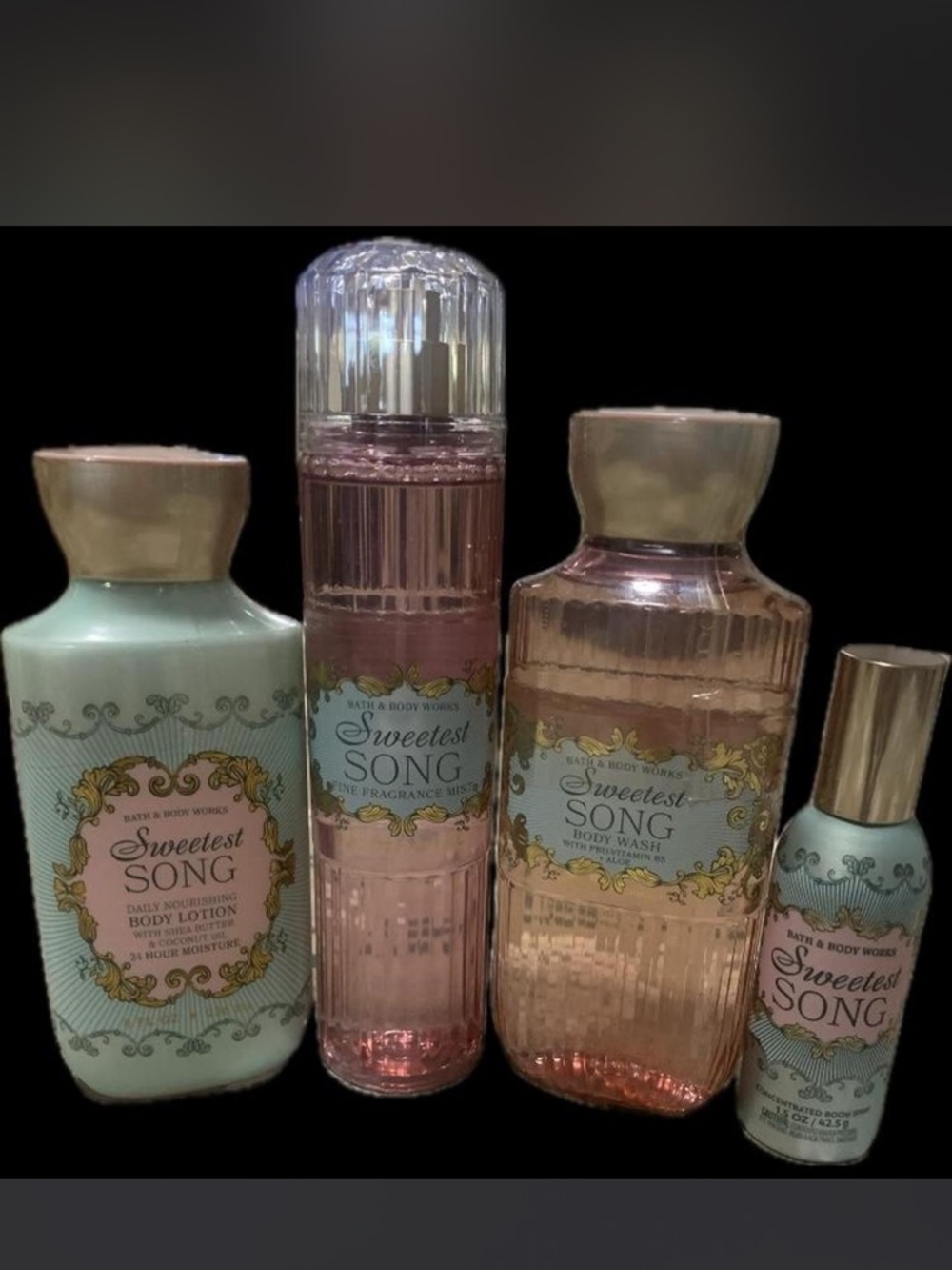 Bath & Body Works 4 Piece Set Sweetest Song Full size